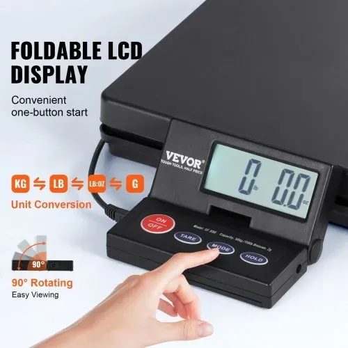 VEVOR Plattformwaage 10g-50kg Paketwaage 2g Genauigkeit Digitalwaage kg/lbs/lbs:oz/g Zählwaage 250x250x43mm ABS-Gehäuse Tara-/Hold-Funktionen AC/DC-Netzteil Industriewaage Briefwaage Waage – Bild 3