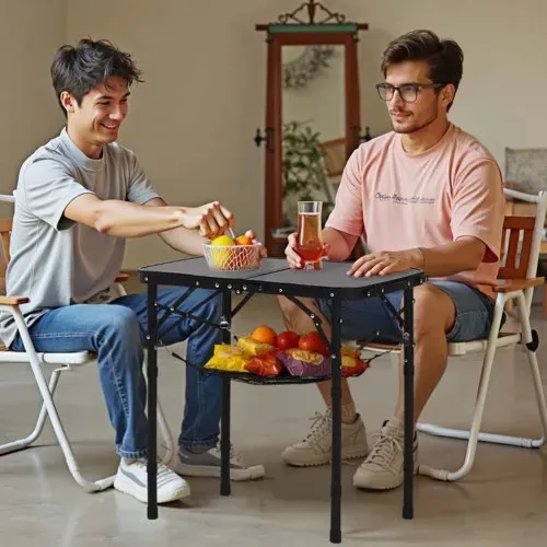 VEVOR Klapptisch Buffettisch tragbarer Allzwecktisch 60 x 40 cm, höhenverstellbarer Tisch (für 2-4 Personen) mit Tragegriff, Gartentisch Campingtisch für Partys Picknick Camping Grillen, Schwarz – Bild 7