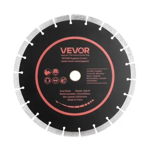 VEVOR 3 Stk. Diamanttrennscheiben 306mm, Diamant-Sägeblätter mit 25,4mm Bohrung & 13mm Segmenthöhe, Max. 6000 U/min Diamantscheiben für Trocken/Nass Schneiden, Trennscheibe für Beton Mauerwerk Stein – Bild 10