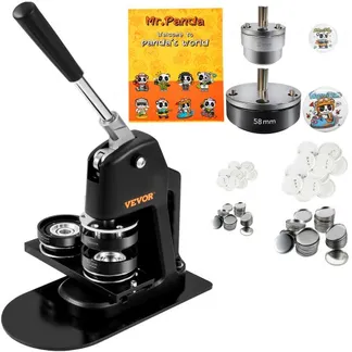 VEVOR Buttonmaschine Knopfmachermaschine 200 Stk. 58 mm & 300 Stk. 32 mm, Badge Punch Press inkl. Mr. Panda Zauberbuch & Sechskantschlüssel, Badge Press Abzeichen Aluminiumlegierung Button Maker VEVOR Buttonmaschine Knopfmachermaschine 200 Stk. 58 mm & 300 Stk. 32 mm, Badge Punch Press inkl. Mr. Panda Zauberbuch & Sechskantschlüssel, Badge Press Abzeichen Aluminiumlegierung Button Maker