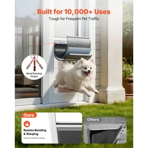 VEVOR Hundeklappe für Glasschiebetür, Hundetür Höhenverstellbar von 1927 bis 2049 mm, Rahmen aus Aluminiumlegierung mit Klappe & Drehscharnier, Abschließbar, für Mittelgroße Hunde, M – Bild 3