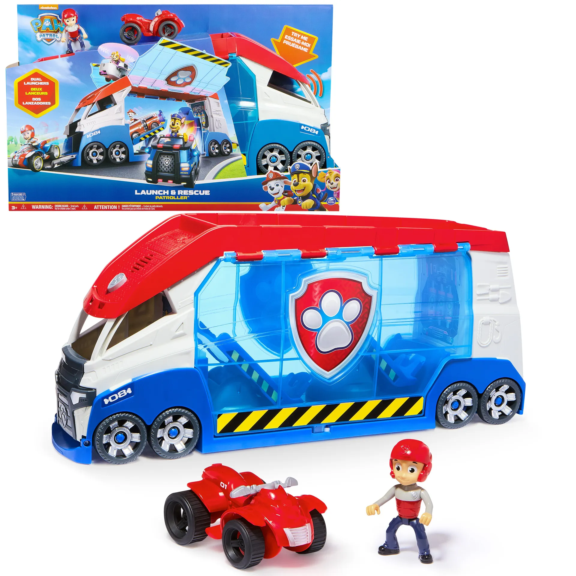 PAW Patrol – Launch’n Rescue Patroller, Teamfahrzeug 55,8 cm, mit Ryder-Figur und Quad-Basisfahrzeug, Doppel-Startkatapult und Geräuscheffekte, Platz für 6 Fahrzeuge, ab 3 Jahren PAW Patrol – Launch’n Rescue Patroller, Teamfahrzeug 55,8 cm, mit Ryder-Figur und Quad-Basisfahrzeug, Doppel-Startkatapult und Geräuscheffekte, Platz für 6 Fahrzeuge, ab 3 Jahren