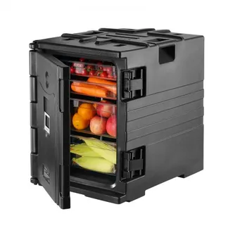 VEVOR Isolierter Lebensmittelbehälter-Träger, Frontlader, Catering-Box, stapelbar, 77,6 L, Schwarz VEVOR Isolierter Lebensmittelbehälter-Träger, Frontlader, Catering-Box, stapelbar, 77,6 L, Schwarz