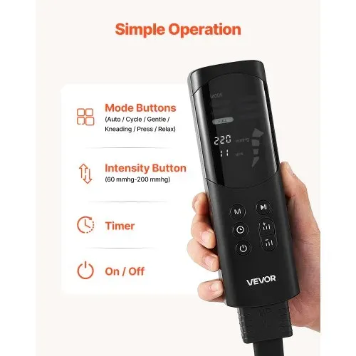 VEVOR Beinmassagegerät mit 6 Modi, Luftkompressions-Massagegerät für das gesamte Bein, für tägliche Entspannung, 9 Massageintensitäten, 360°-Abdeckung, automatischer Abschalttimer, inklusive Tragetasche und Netzteil – Bild 4