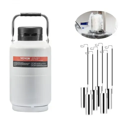 VEVOR Flüssigstickstofftank, 3 l Flüssigstickstoffbehälter aus Aluminiumlegierung, LN2-Tank-Dewar mit 6 Kanistern und Tragetasche mit Riemen, Kryogener Tank für die Schönheitsindustrie, Samenkonservierung, wissenschaftlich – Bild 8