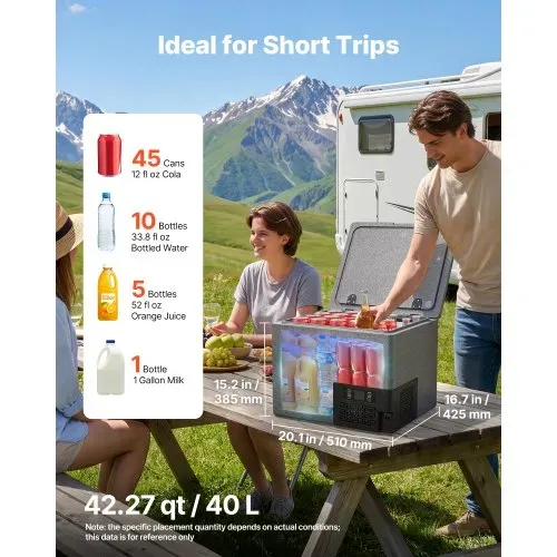 VEVOR Kompressor Kühlbox 40 L, Auto Kühlschrank aus Ultraleichtem EPP, Elektrische Gefrierbox mit App-Steuerung, 12 V/24 V DC, -10 °C bis 10 °C, für LKW, Van, RV, SUV, Boot, Reisen & Camping VEVOR Kompressor Kühlbox 40 L, Auto Kühlschrank aus Ultraleichtem EPP, Elektrische Gefrierbox mit App-Steuerung, 12 V/24 V DC, -10 °C bis 10 °C, für LKW, Van, RV, SUV, Boot, Reisen & Camping