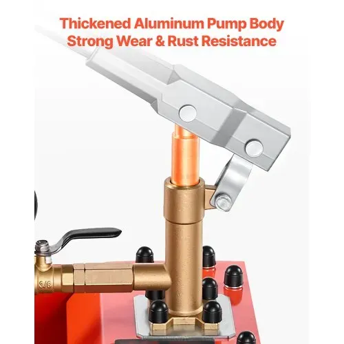 VEVOR Hydraulische Abdrückpumpe Druckprüfpumpe 7,57 L 0-50 bar Einzelventil, Handdruckpumpe mit Manometer und Tank, für Rohrleitungen, Wasserleitungen, Heizungen, Druck- und Leckprüfung – Bild 3
