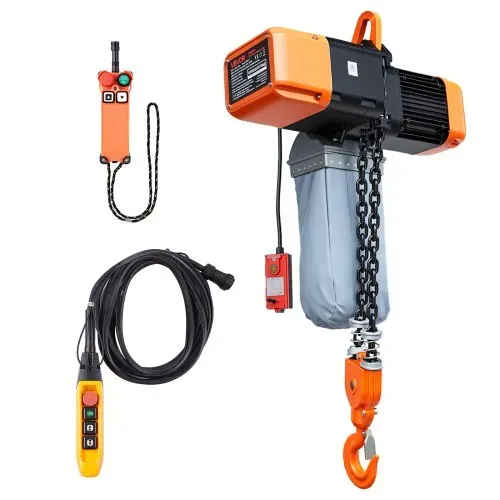 VEVOR Elektrischer Kettenzug 5000 kg, 9,1 m Hubhöhe, Dreiphasig, mit 100 m Funk- & 8,2 m Kabelfernbedienung, G100-Doppelkette, Notstopp, Elektrokettenzug für Fabriken, Lagerhallen, Garagen – Bild 8