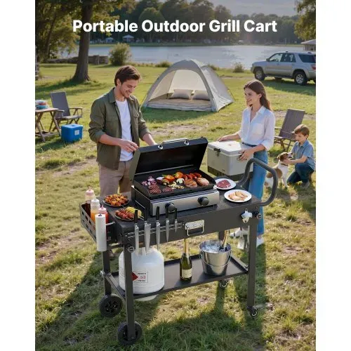 VEVOR Grillwagen Outdoor 787×432 mm (Tischplattengröße), Klappbarer Grilltisch mit Taschentuchhalter & Rädern & magnetischer Werkzeugablage, Grillvorbereitungstisch Servierwagen für Picknick Küche VEVOR Grillwagen Outdoor 787×432 mm (Tischplattengröße), Klappbarer Grilltisch mit Taschentuchhalter & Rädern & magnetischer Werkzeugablage, Grillvorbereitungstisch Servierwagen für Picknick Küche