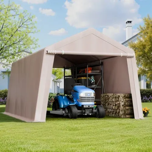 VEVOR Gerätehaus, 305x457x243 cm, Garagenzelt aus PE, Geräteschuppen, Fahrradgarage, Gartenschuppen, Carport, Fahrradschuppen, Aufbewahrungsgarage für Motorrad, Rasenmäher, Fahrrad, grau – Bild 7
