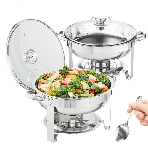 VEVOR Profi Edelstahl Warmhaltebehälter Speisenwärmer 2×3,5L Chafing Dish Set VEVOR Profi Edelstahl Warmhaltebehälter Speisenwärmer 2×3,5L Chafing Dish Set