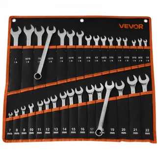 VEVOR Maulschlüsselset 32-tlg. (SAE & Metrisch), Gabelschlüsselsatz (12-Kant) Schraubenschlüsselset mit Rolltasche, Ringmaulschlüsselset aus Kohlenstoffstahl, für Allgemeine Kfz-Reparaturen VEVOR Maulschlüsselset 32-tlg. (SAE & Metrisch), Gabelschlüsselsatz (12-Kant) Schraubenschlüsselset mit Rolltasche, Ringmaulschlüsselset aus Kohlenstoffstahl, für Allgemeine Kfz-Reparaturen