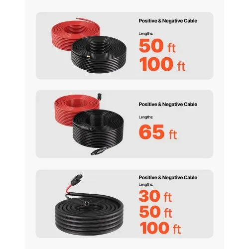 VEVOR Solarkabel Verlängerung 19,9 m Schwarz & 19,9 m Rot, 10 AWG, Solarverlängerungskabel mit MC4 Steckern, IP67 Wasserdichtes Verzinntes Kupferkabel, Solarleitung für Photovoltaikanlagen – Bild 6