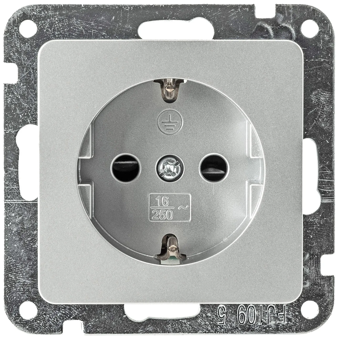 DELPHI Schutzkontakt-Steckdose, silber 250V~/ 16A, Steckanschluss, ohne Rahmen DELPHI Schutzkontakt-Steckdose, silber 250V~/ 16A, Steckanschluss, ohne Rahmen