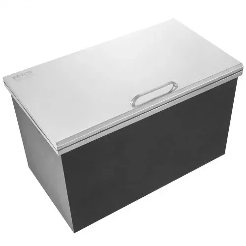 VEVOR Drop-in-Eisbox, 24 L Edelstahl-Eiskühler, 610 x 508 x 382 mm Kommerzieller Eisbehälter mit Klappdeckel, Eingebaute Eisspeichertruhe, Abflussrohr und Ablassstopfen im Lieferumfang Enthalten – Bild 10