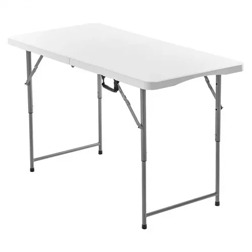 VEVOR Klapptisch Buffettisch tragbarer Allzwecktisch 122 cm, rechteckiger Kunststofftisch mit verstellbarer Höhe & integriertem Griff, Gartentisch Campingtisch für Partys Picknick Camping, weiß – Bild 9