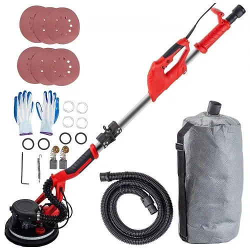 VEVOR Rotationswandschleifgerät 750W, klappbarer Gipskartonschleifer mit Teleskopgriff, variable Drehzahl 800–1750 U/min, Wandschleifer mit LED-Streifenleuchte und Staubbeutel – Bild 7