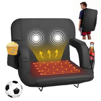VEVOR Stadionsitz Beheizter Stadionstuhl mit 4 Taschen, beheizbarer Tribünensitz mit 3-stufiger Heizung & 6 Vibrationsmodi, tragbar Sitzkissen für Camping Sportveranstaltungen Tribünen Schwarz VEVOR Stadionsitz Beheizter Stadionstuhl mit 4 Taschen, beheizbarer Tribünensitz mit 3-stufiger Heizung & 6 Vibrationsmodi, tragbar Sitzkissen für Camping Sportveranstaltungen Tribünen Schwarz