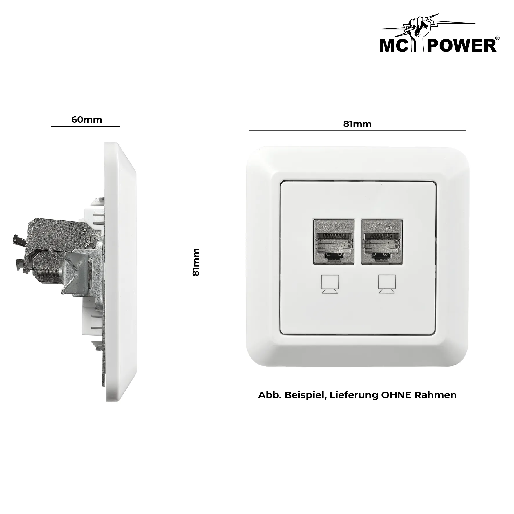 Netzwerk-Dose McPower ''Cup'' CAT6A, UP, vollgeschirmt – Bild 3