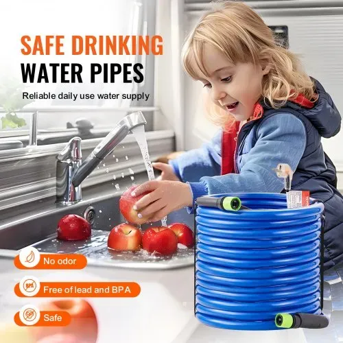VEVOR 100 Fuß beheizter Wasserschlauch für Wohnmobil, beheizter Trinkwasserschlauch mit Frostschutz bis -45 °F, automatisch selbstregulierend, 5/8 Zoll Innendurchmesser mit Schnellanschluss-Set, blei- und BPA-frei – Bild 3