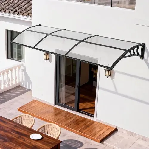 VEVOR Vordach für Haustür 965x2975 mm, Pultbogenvordach, Pultvordach mit Entwässerung & ABS-Halterung, Regen-, Schnee- & Sonnenschutz, Polycarbonat-Überdachung für Veranda & Terrasse, Transparent – Bild 7