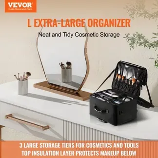 VEVOR Kosmetikkoffer mit wärmeisolierender Schicht Make Up Tasche aus Oxford-Stoffmaterial wasserdicht und verschleißfest Schminkkoffer Schminktasche Kosmetikbeutel Make-up-Organizer 480x260x380mm VEVOR Kosmetikkoffer mit wärmeisolierender Schicht Make Up Tasche aus Oxford-Stoffmaterial wasserdicht und verschleißfest Schminkkoffer Schminktasche Kosmetikbeutel Make-up-Organizer 480x260x380mm