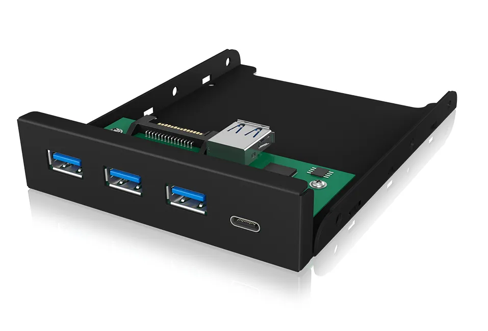 ICY BOX IB-HUB1418-i3, 4 Port USB 3.2 Gen 1 Frontpanel für 3,5″ Einbauschacht, 3x USB Type A und 1x USB Type-C® Anschluss ICY BOX IB-HUB1418-i3, 4 Port USB 3.2 Gen 1 Frontpanel für 3,5″ Einbauschacht, 3x USB Type A und 1x USB Type-C® Anschluss