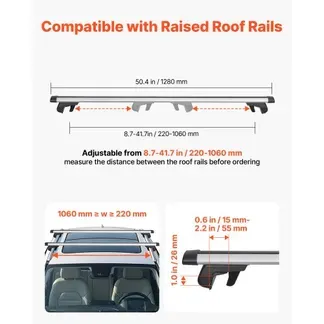 VEVOR 2 x Dachgepäckträger Dachquerträger mit 100 kg Tragkraft, Passend für Erhöhte Dachreling, 220–1060 mm Relingabstand, Abschließbare Querträger für Gepäck Kanus Transportkörbe, Dachträger VEVOR 2 x Dachgepäckträger Dachquerträger mit 100 kg Tragkraft, Passend für Erhöhte Dachreling, 220–1060 mm Relingabstand, Abschließbare Querträger für Gepäck Kanus Transportkörbe, Dachträger