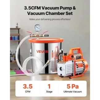 VEVOR 11,36 L Vakuumkammer mit Pumpe, 99 L/min, Edelstahl, Entgasungskammer-Kit, einstufig, Deckel aus gehärtetem Glas, 1,5 m Schlauch, zur Stabilisierung von Holzentgasungs-Silikonharz VEVOR 11,36 L Vakuumkammer mit Pumpe, 99 L/min, Edelstahl, Entgasungskammer-Kit, einstufig, Deckel aus gehärtetem Glas, 1,5 m Schlauch, zur Stabilisierung von Holzentgasungs-Silikonharz