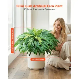 VEVOR Künstlicher Farn 127cm, 596g Künstliche Pflanzen mit 96 Wedeln aus Kunststoff & Seidenstoff, UV-beständiger Artifizieller Boston Farn für Haus Garten Balkon Büro Dekoration, ohne Blumentopf VEVOR Künstlicher Farn 127cm, 596g Künstliche Pflanzen mit 96 Wedeln aus Kunststoff & Seidenstoff, UV-beständiger Artifizieller Boston Farn für Haus Garten Balkon Büro Dekoration, ohne Blumentopf