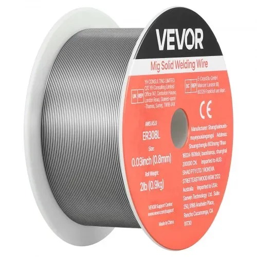 VEVOR MIG-Schweißdraht 0,8 mm, Schweißmassivdraht ER308L, Schutzgasdraht, 0,9 kg Edelstahl-Drahtrolle mit Hoher Zuführfähigkeit für Schutzgasschweißen in Allen Schweißpositionen, 1 Stk. – Bild 9