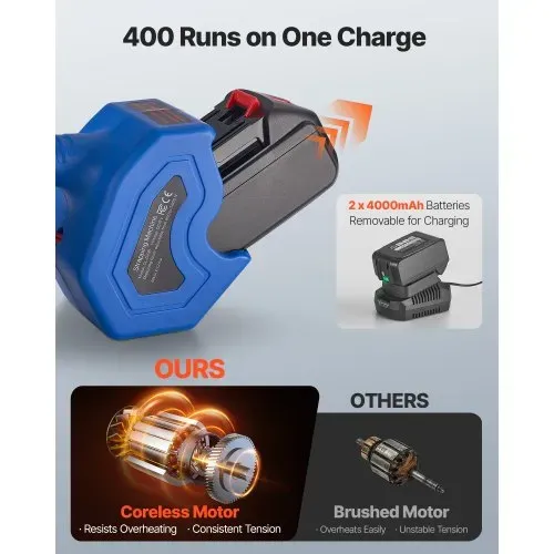 VEVOR Umreifungsgerät, 2 x 4000 mAh Akku, Umreifungsmaschine mit Digitalanzeige für 10–19 mm breite PET-Bänder, Bandverpackungsmaschine für ideal für Fabriken, Lagerhallen, & Logistikzentren – Bild 3