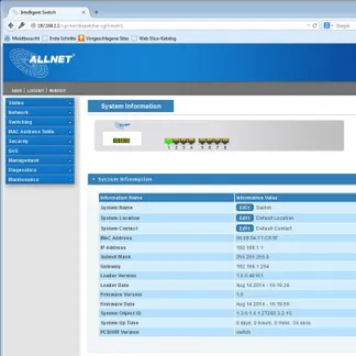 ALLNET Switch smart managed 8 Port Gigabit / 8x LAN / Lüfterlos / „ALL-SG8208M“ ALLNET Switch smart managed 8 Port Gigabit / 8x LAN / Lüfterlos / „ALL-SG8208M“