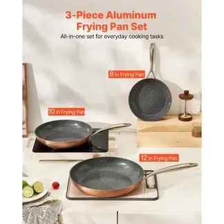 VEVOR Bratpfannen Set 3-tlg. (20 / 27 / 30 cm), Hochleistungs-Bratpfannen aus Aluminium (Antihaftbeschichtet), Kochpfanne Küchenkochgeschirr geeignet für Gas Elektro Induktion Grau VEVOR Bratpfannen Set 3-tlg. (20 / 27 / 30 cm), Hochleistungs-Bratpfannen aus Aluminium (Antihaftbeschichtet), Kochpfanne Küchenkochgeschirr geeignet für Gas Elektro Induktion Grau