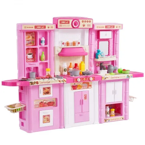 VEVOR Kinderküchen-Spielset, 3-in-1-Kleinkinderküche mit simuliertem Sprühnebel, Geräuschen & Lichtern, Spielküchenset mit 74-teiligem Kochzubehörset für Kinder im Alter von 3–8 Jahren, pink VEVOR Kinderküchen-Spielset, 3-in-1-Kleinkinderküche mit simuliertem Sprühnebel, Geräuschen & Lichtern, Spielküchenset mit 74-teiligem Kochzubehörset für Kinder im Alter von 3–8 Jahren, pink