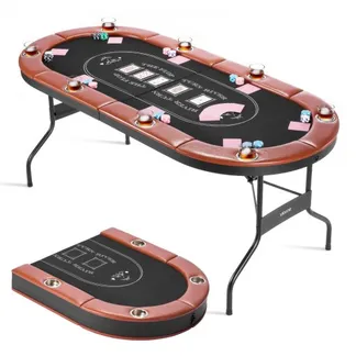 VEVOR klappbarer Pokertisch für 8 Spieler (183 cm) Kasino-Freizeittisch mit gepolsterten Schienen & Getränkehaltern, ovale tragbare Spieltische mit Filz- und Metallbeinen, Texas Hold’em Poker VEVOR klappbarer Pokertisch für 8 Spieler (183 cm) Kasino-Freizeittisch mit gepolsterten Schienen & Getränkehaltern, ovale tragbare Spieltische mit Filz- und Metallbeinen, Texas Hold’em Poker
