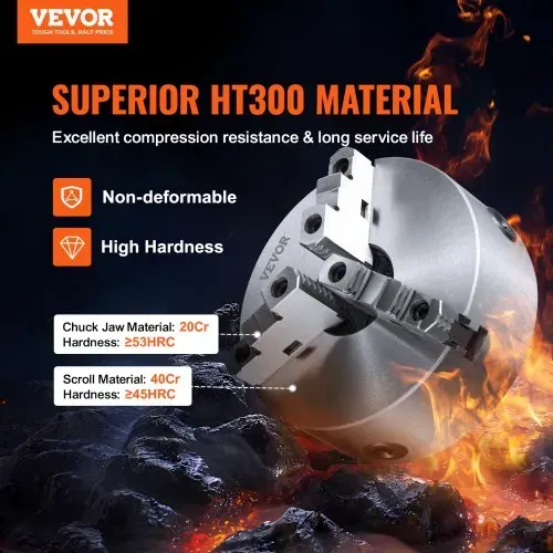 VEVOR Drehbankfutter K11-200 200mm Dreibackenfutter HT300-Material 3 Backenfutter Spannbereich 4–200mm 3-Backen, 20Cr, ≥53HRC φ65mm Bohrung Spannfutter Drechselbank Selbstzentrierend VEVOR Drehbankfutter K11-200 200mm Dreibackenfutter HT300-Material 3 Backenfutter Spannbereich 4–200mm 3-Backen, 20Cr, ≥53HRC φ65mm Bohrung Spannfutter Drechselbank Selbstzentrierend