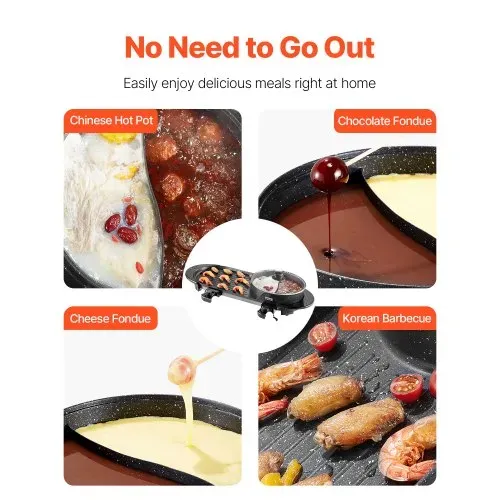 VEVOR Hot Pot mit Grill, 2200 W 2 in 1 elektrischer rauchfreier Grill und Hot Pot, koreanischer BBQ Shabu Feuertopf mit separater doppelter Temperaturregelung & antihaftbeschichteter Pfannen – Bild 5