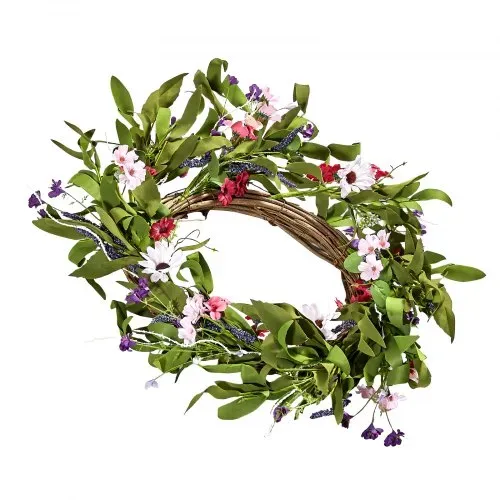 VEVOR Künstlicher Dekokranz, 55,88 cm, Rosa/Grün, verziert mit Gänseblümchen, Schleierkraut, Knospen, Türkranz für alle Jahreszeiten, als Dekoration für Zuhause, Wände, Fenster, Festivals & Hochzeiten – Bild 10