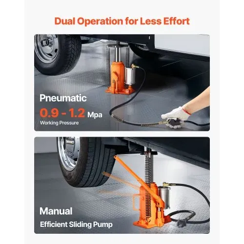 VEVOR pneumatischer Flaschenwagenhebr Wagenheber 20 t Kapazität 260–495 mm Hubbereich, lufthydraulischer/manueller Stempelwagenheber Wagenheber mit Pumpe für SUV Pickup Lkw Wohnmobil Autoreparatur – Bild 2