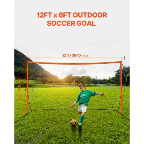 VEVOR Tragbares Fußballtor Soccertor Fußballnetz 3,66 x 1,83 m für den Garten, Übungsfußballnetz Trainingstor-Set mit Stahl-Glasfaserstruktur, Allwetter-Fußballtore mit Tragetasche, Orange VEVOR Tragbares Fußballtor Soccertor Fußballnetz 3,66 x 1,83 m für den Garten, Übungsfußballnetz Trainingstor-Set mit Stahl-Glasfaserstruktur, Allwetter-Fußballtore mit Tragetasche, Orange