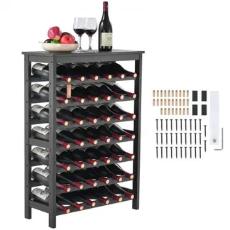 VEVOR Weinregal 42 Flaschen, stabiles Flaschenregal, 7-stufiges Lagerregal aus massivem Bambusholz, freistehendes Weinregal, wackelfreie Regale für Küche, Bar und Keller (schwarz) VEVOR Weinregal 42 Flaschen, stabiles Flaschenregal, 7-stufiges Lagerregal aus massivem Bambusholz, freistehendes Weinregal, wackelfreie Regale für Küche, Bar und Keller (schwarz)