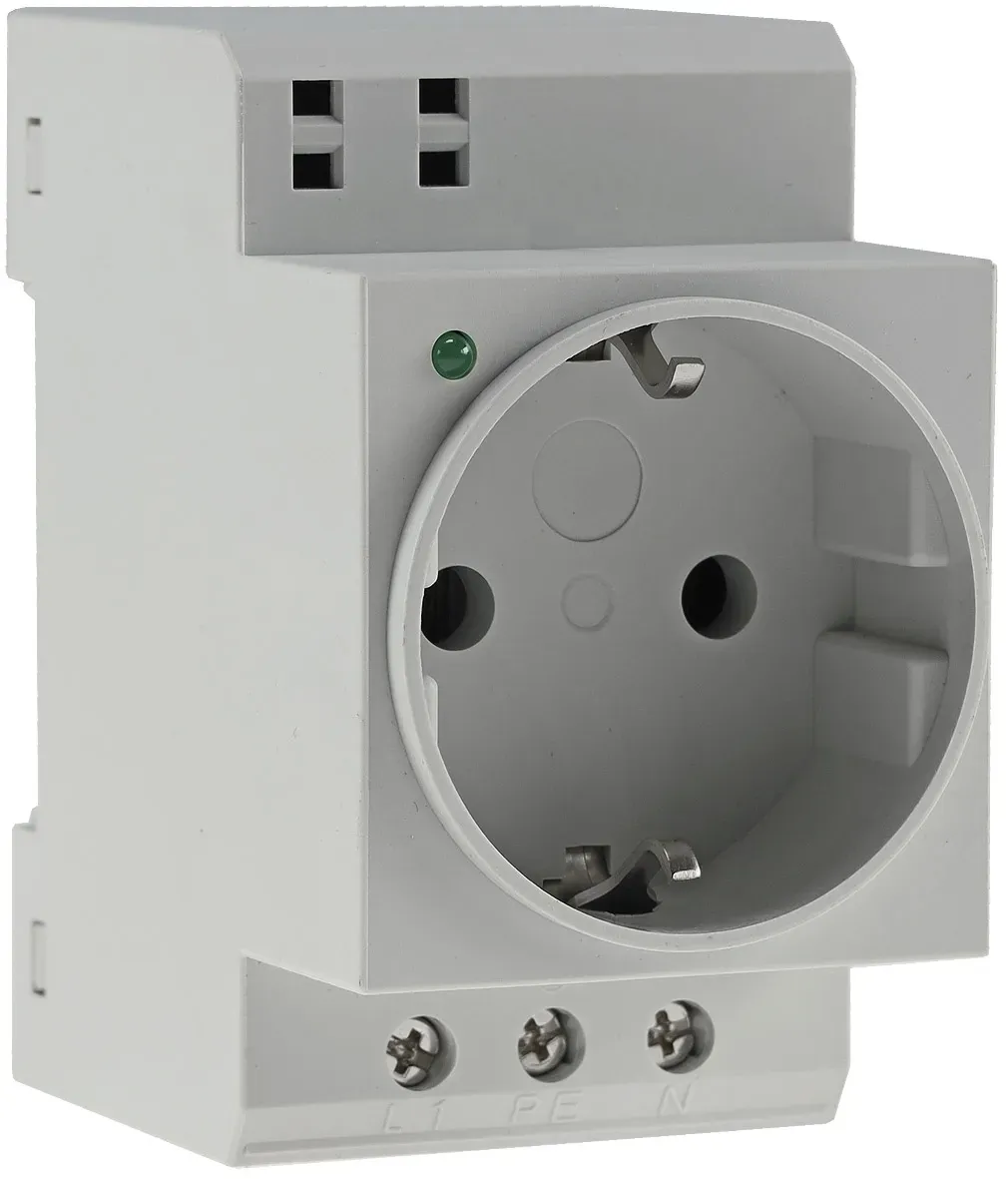 Schutzkontakt-Steckdose für Hutschiene mit LED, 230V, 16A, VDE Schutzkontakt-Steckdose für Hutschiene mit LED, 230V, 16A, VDE