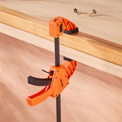 VEVOR Stangenklemmen für Holzbearbeitung 2 Stk. 30,48 cm Öffnung, Quick-Grip F-Klemme mit 154 kg Belastungsgrenze, 84,6 mm Tiefe, Kunststoff & Karbonstahl, Metallbearbeitung Orange + Schwarz – Bild 8