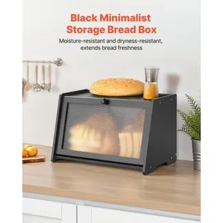 VEVOR Brotkasten für Küchentheke Brotbehälter Brotbox Brot-Organizer aus Holz für selbstgebackenes Brot, Aufbewahrungsbehälter mit gewellter Acryl-Türplatte, Brotaufbewahrung Schwarz VEVOR Brotkasten für Küchentheke Brotbehälter Brotbox Brot-Organizer aus Holz für selbstgebackenes Brot, Aufbewahrungsbehälter mit gewellter Acryl-Türplatte, Brotaufbewahrung Schwarz