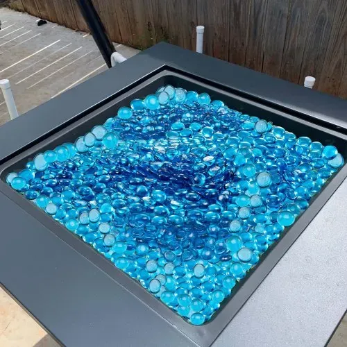 VEVOR Feuerglas, 4,5 kg hochtemperaturbeständige Glassteine, 19 mm rauchfreie Feuerstellen-Glasperlen, Feuerstelle Glasfelsen, Kaminglas, Feuerkristall, Feuerperlen, für Kamin Karibikblau – Bild 7