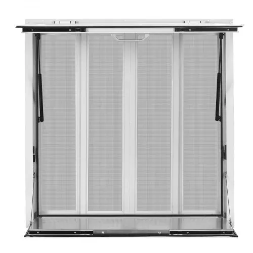VEVOR Verkaufsfenster für Foodtrucks 915 x 915 x 110 mm Aluminiumlegierung, Konzessionsfenster Regenschutz, bis 85° Aufklappbar, Klappbarer Ablage, mit 4 Verschiebbaren Fliegengittern und Schlepphaken – Bild 10