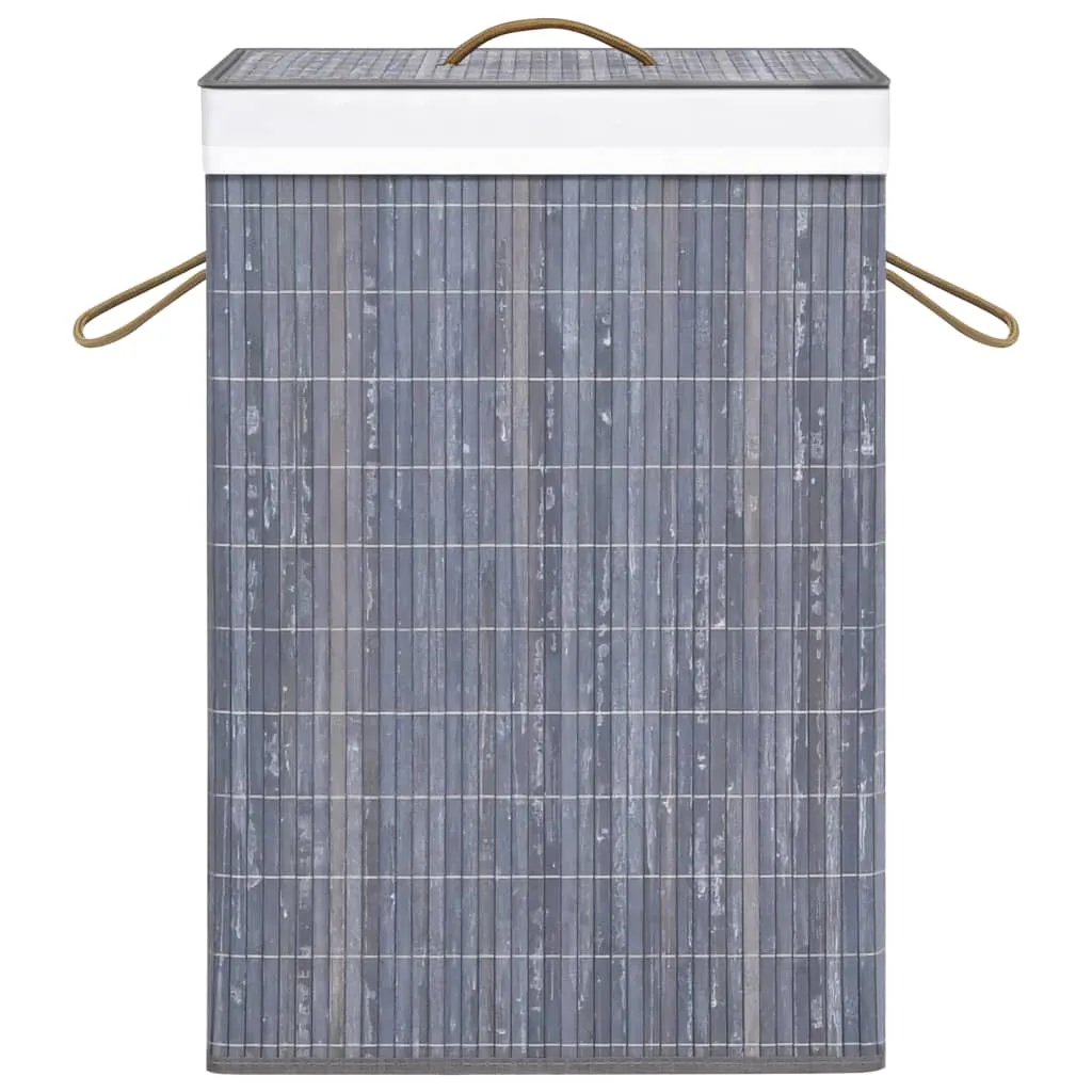 vidaXL Bambus-Wäschekorb mit 1 Fach Grau – Bild 4