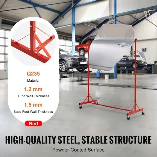 VEVOR Lackierständer, 1,5 - 2,1 m höhenverstellbar, 30 kg Tragkraft, Lackierständer für Autos, Lackiertrocknerständer mit 8 Haken und 4 Schwenkrädern, Karosserieständer für Autowerkstätten und Garagen – Bild 3