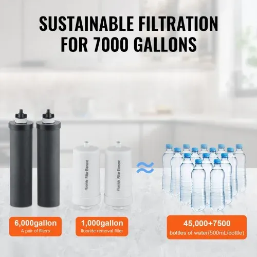 VEVOR Wasserfilter-Ersatz Reinigungselemente Ersatzfilter, Schwerkraft-Wasserfiltersystem-Ersatz, kompatibel mit den meisten Marken, 4er-Pack (2 Aktivkohlefilter + 2 Entfluorierungsfilter) – Bild 4